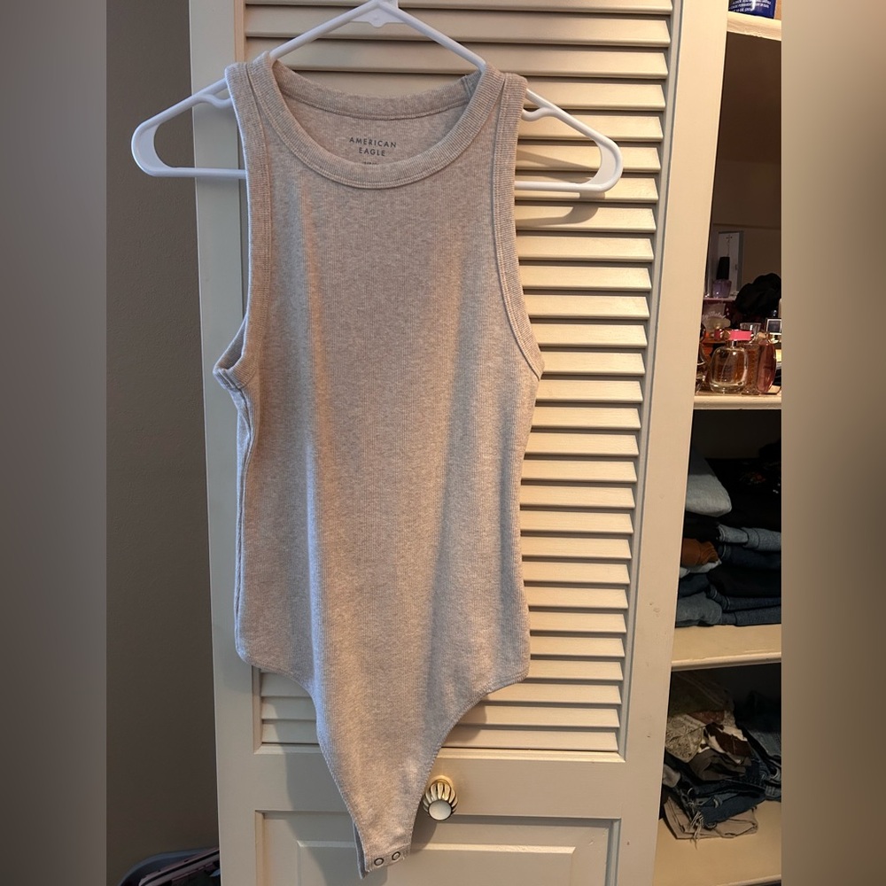 American Eagle Outfitters Light Gray Bodysuit